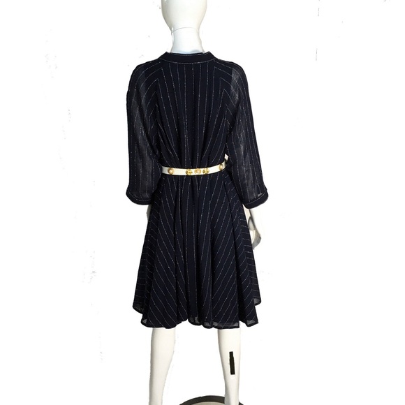 Vintage Geoffrey Beene blue linen swing dress - Picture 4 of 9